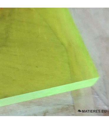 Plaque plexiglass fluorescent 3mm jaune